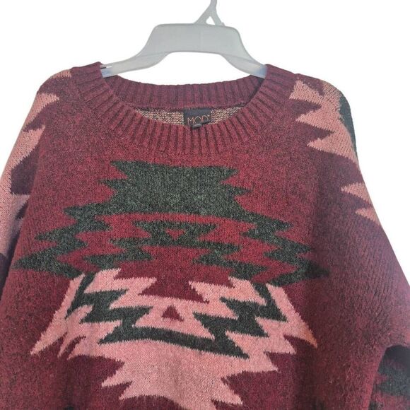 Modlusive Women's Cranberry Poly/Acrylic Axtex Knit Crewneck Long Sleeve Sweater - Picture 4 of 9